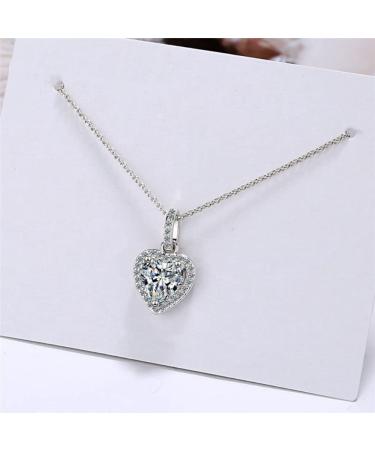 HAODUOO Luxury Crystal Heart Pendant Necklace For Women Jewelry Trendy Sterling Silver Necklace Girls Chirstmas Gift - Buy Online on GoSupps.com