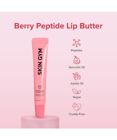 SKIN GYM Peptide Berry Hydrating Lip Balm - Vegan & Cruelty-Free Moisturizer for Dry Lips with Jojoba & Avocado Oil 5oz - Plumping & Nourishing Formula - Buy Online on GoSupps.com