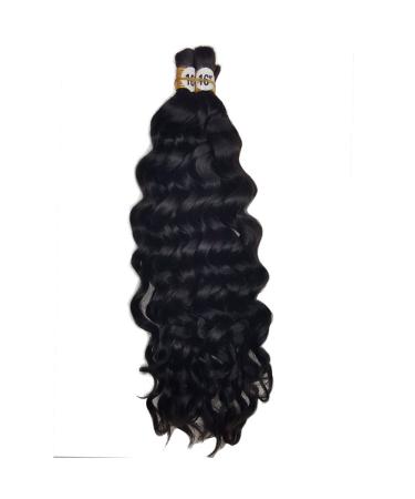 hannah Queen Brazilian Deep Curly Wave Wet N Wavy Bulk Hair Bundle Set - 150g Human Hair for Micro Braiding, No Weft, Natural Black 1B (20 20 20) - 3 Piece Bundle - Buy Online on GoSupps.com