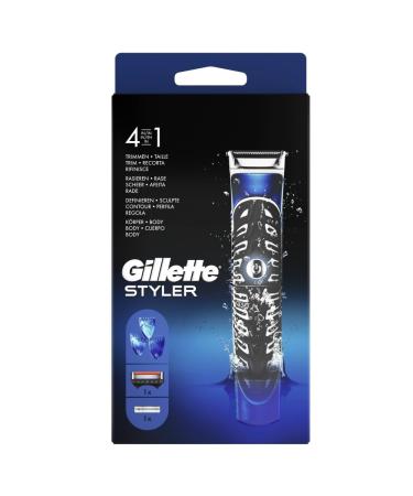 Gillette 4in1 precision styler with beard trimmer + razor + razor blade + 3 ridge places gift men (1 Pack) 1 piece (1 Pack) (new) razor + 1 razor blade