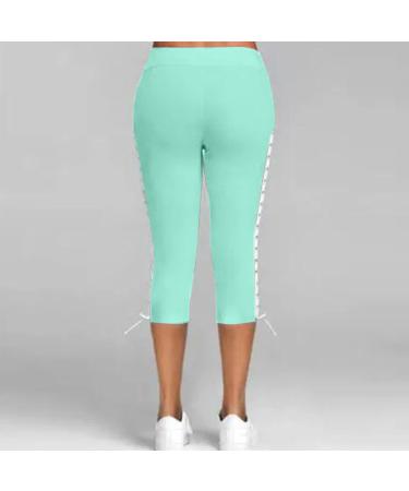 Haiorziyou Ladies Capri Pants - 3/4 Length Baggy Elastic Jogging Trousers Elegant Yoga & Aladin Style Casual Sweatpants in Green - Sizes up to 5XL - Buy Online on GoSupps.com