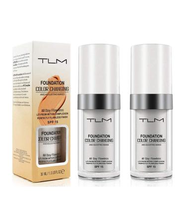 TLM Color Changing Foundation 2 Pack Flawless Warm Skin Tone Foundation for Cover Concealer All-Day Makeup Hold & Makeup Nude Face and Moisturizing Foundation for All Skin Typle