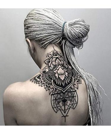 Extra Large Floral Temporary Tattoo for Women - Realistic Fake Neck Tattoo Mandala Sticker - Long Lasting & Unique Body Flower Design (30x26cm) - Buy Online on GoSupps.com