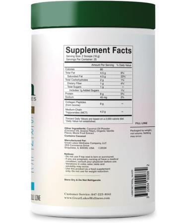 Great Lakes Wellness Keto Boost Advanced Collagen Peptides Powder with 4.2g MCTs - Vanilla Flavored - Nutritiously-Rich Non-Dairy Coffee Creamer or Smoothie Alt - Non-GMO, Kosher - 14.1 oz Vanilla MCT 14.1 Ounce (Pack of 1) - Buy Online on GoSupps.com