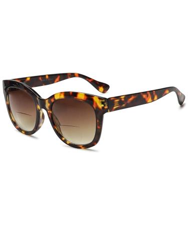 Vevesmundo Women Bifokale Sun reading glasses Teded reading glasses with UV sun protection Reading aid glasses+1.0 +1.5 +2.0 +2.5 +3.5 +4.0 1 piece of Leopard sunshine 2.5 x