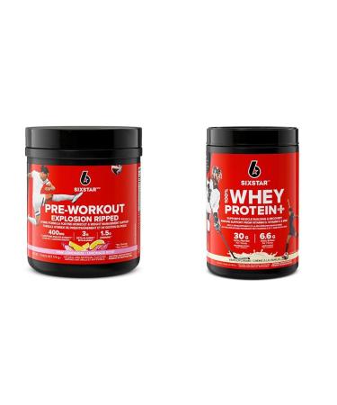 Pre Workout + Weight Loss Formula Six Star Preworkout Explosion Ripped Energy Powder & Whey Protein Powder Six Star 100% Whey Protein Plus Whey Protein Isolate & Peptides Lean Protein Powder