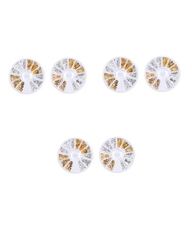 Healeved 6 Boxes Rivet Decoration Goldendoodle Accessories Gold Decor Diy Fingernail Patch Gold Trim Rhinestones Sequin Trim Metal Rivet Gold Circle Star Triangle Sequins Orange 3d