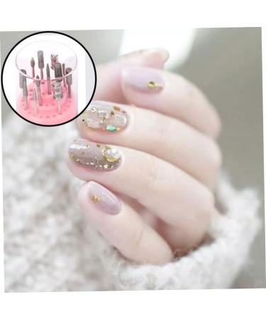 Nail Drill Bits Holder Acrylic Nail Drill Stand Displayer Organizer Container 48 Holes Manicure Tools Storage Box With Acrylic Cover Pink nail drill bit Organizer - Buy Online on GoSupps.com