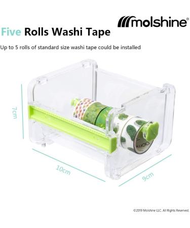 Molshine 2 Pack Transparent Desktop Washi Tape Dispenser with Cutter - Yellow & Green | Tape Roll Holder (Masking Tape Not Included) - Buy Online on GoSupps.com
