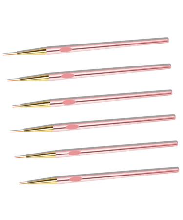 FRCOLOR Set of 6 Drawing Pens for Nail Art Pens for Drawing Nails Nail Art Pens Nail Gel Polish Manicure Drawing Tool Nail Brush Pen Rose Gold Pen Painting Supplies Brush