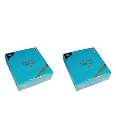 Papstar 81748 50-napkins "Royal Collection" 1/4 fold 40 x 40 cm turquoise (pack of 2) Medium (pack of 2) Turquoise