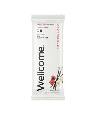 Wellcome Tart Cherry Vanilla Marine Collagen Protein Bar - Dairy Free Adaptogenic Snack with Ashwagandha & L-Theanine | Pack of 12 for Active Lifestyle - Buy Online on GoSupps.com