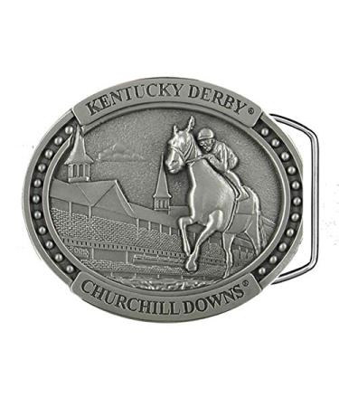 Indiana Metal Craft Kentucky Derby Churchill Downs Horse & Jockey Pewter Belt Buckle