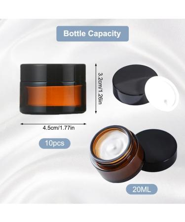 Jinsion 10 Pack Amber Cream Containers - 20ml Glass Ointment Jars with Lids for Cosmetics Lotions Powders & Mini Candles - Ideal for Travel & DIY Projects - Buy Online on GoSupps.com