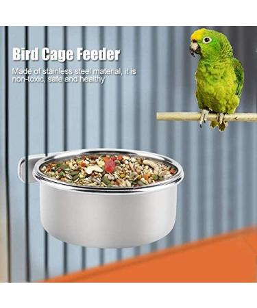 Stainless Steel Parrot Feeder | Hanging Food Bowl for Bird Cage | Raised Feeding Station with Drinking Cup (L) - Buy Online on GoSupps.com