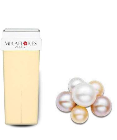 MIRAFLORES ORIGINAL Azulene Refill Wax Cartridge for Roll-On Roller for Hair Removal Liposoluble Hair Removal Wax for Ceretta - Miraflores Original Made in Italy - 100 ml 24 Pieces (Mother-of-Pearl)