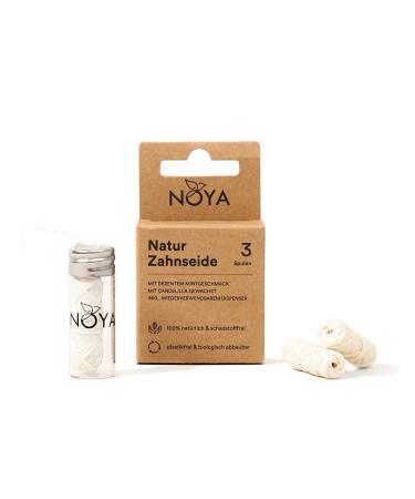 Noya natural tooth silk |Dental flowed |Mint taste |Wachen |Biologically degradable |Sustainable plastic and pollutant-free |3x30 meters |Reusable glass dispenser