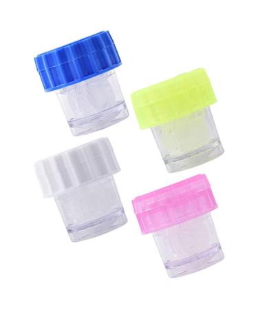 Lurrose 4 pieces Colored contact lens cleaning box plastic cleaner magnifying contact lens cleaner Manual cleaning tool for contacts lentil cleaning case travel