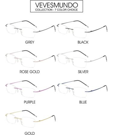 Vevesmundo Randlos Titan Reading Glasses - Anti Blue Light Ultralight Metal Visual Aid for Men - Frame-less Gray & Silver Options - Buy Online on GoSupps.com