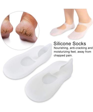 Silicone Socks for Cracked Feet - Moisturizing Protection Tool | Anti-Crack Care | Dry Skin Relief (M-White) - Buy Online on GoSupps.com