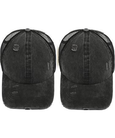 AICILY 2 Pack Backless Cap for Women | Natural Curly Hair Baseball Hat | Afro Puff Ponytail Hat | Black+blue - Buy Online on GoSupps.com