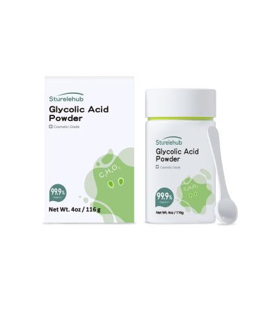 Sturelehub Glycolic Acid Powder 4OZ / 116g 99.9% Purity Cosmetic Grade DIY Glycolic Acid Mask Make Your Own Glycolic Acid Lotion and Serum Glycolic Acid Powder For Homemade Cosmetics