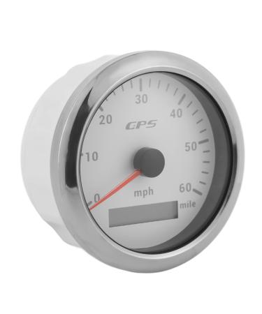 ABS + PVC + stainless steel speed meter for boats 85mm / 3.35 inch GPS speedometer display 0-60 MPH / H LCD display with adjustable backlight for motorhome boats 9-32 V DC (white)