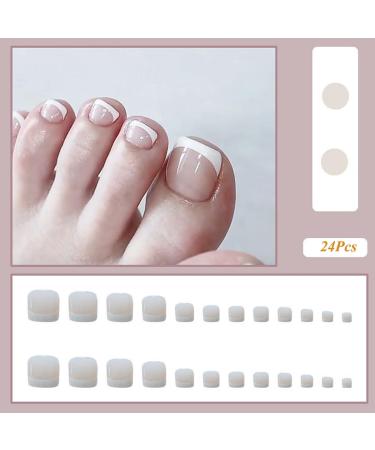 Kyzistn False Toe Nails - 48Pcs Square Short Acrylic Stick on Toes with Jerry Glue - Press on Fake Nails for Women and Girls - Buy Online on GoSupps.com