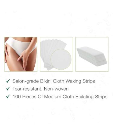 Clean + Easy Medium Cloth Strips for Hair Removal | Wax Strips for Legs & Bikini Waxing - 100 Mess-Free Strips for Salon and At-Home Treatment - Buy Online on GoSupps.com