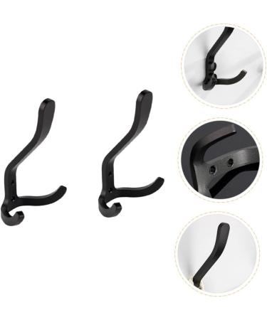STOBAZA 2pcs Hook up Wall Hooks for Coats Hat Hooks Double Prong Hook Aluminum Hooks Child Clothing Cupboard 11X6X4CM Black - Buy Online on GoSupps.com