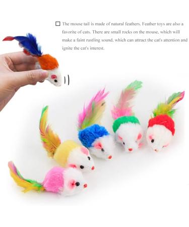 Neikafan Dofu 20 Pcs Furry Mouse Cat Toys Interactive Cat Toys Mouse Rattle Mice for Cat Animals Hunter Toy with Feather Tail for Cats Kittens Play Kick Bite Chew( Assorted Color ) - Buy Online on GoSupps.com