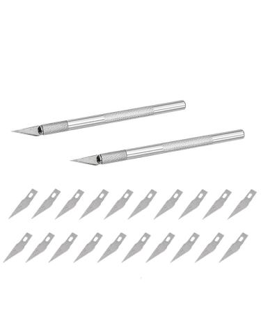 Comidox 2 Sets Stainless Steel Precision Carving Cutter Craft Knife Solid Metal Pen Knife Razor Tool for Phone PC Tablet Drone Repair DIY Art Work Sculpture