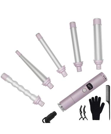 Hair Curler 5 in 1 Curling Iron Wand Set Ceramic Barrels Instant Heat Up LCD Temperature Adjustment Hair Styler Nourishes Hair