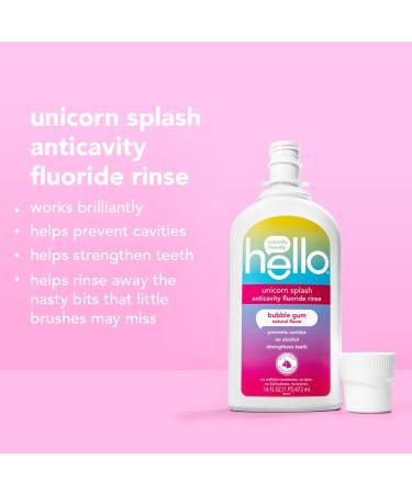 Hello Kids Mouthwash - Alcohol Free Unicorn Bubble Gum, Fluoride, Vegan - 3 Pack (16 OZ) - Buy Online on GoSupps.com