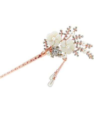 Minkissy 1PC Flower Pearl Hair Chopstick Alloy Hair Pin Chopsticks with Tassel Vintage Hair Stick for Girls Women - Buy Online on GoSupps.com