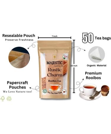 Majestic Tea_ (Vanilla Rooibos) Pure Red Rooibos Naturally Caffeine Free_ Tea (FOR GOOD SLEEP) _100% Natural Ingredient Non-GMO| Pyramid Tea bags (Tea Bags 50 Count). - Buy Online on GoSupps.com