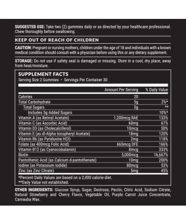 Pete & Pedro BIOTIN Gummies for Hair Skin & Nails Growth for Women & Men |Hair Grow Supplement for Stronger Skin & Nails | Cherry Biotin Gummy 5000mcg Per Serving | Seen on Shark Tank 60 Count - Buy Online on GoSupps.com