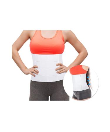 Abdominal Binder Post Surgery Tummy Tuck Belly Binder Post Hysterectomy Belly Band 12 Inch Medical Abdominal Binder For Men and Women Compression Wrap for Stomach Elastic Belly Wrap (33" - 39") White