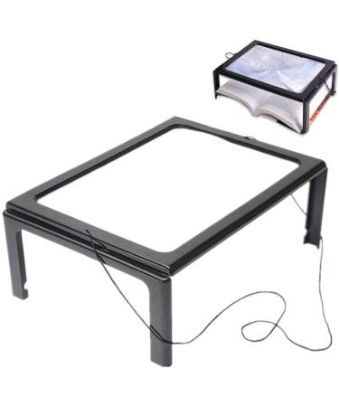 Magnifying Glass Desktop Full-Page 3X Magnifying Glass with 4 LED Lights Foldable Stand A4 Advanced Hands-Free 240 * 160 MM Lens Rectangular Visual Aids for Reading