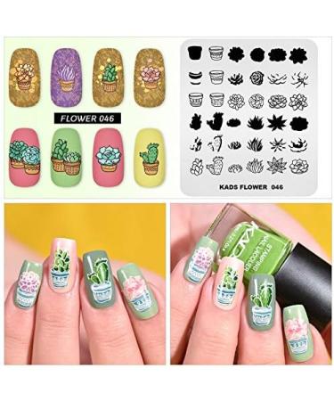 Kads Nail Stamp Plate FL046 - Flower & Succulents Design for Stunning Nail Art | Manicure Stencil Tools - Buy Online on GoSupps.com