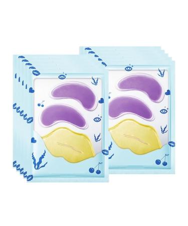 10pcs Collagen Eye Mask Lip Mask Combination Moisturizing Lip Patch Anti-wrinkle Anti Dark Circles Eye Patches (Color : C)