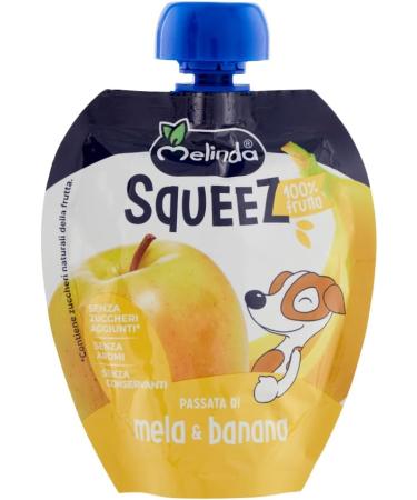  Italian Gourmet E.R. Melinda Mela Banana Squeeze 100% Fruit Puree Apples and Bananas Squeezable Fruit 90g + Italian Gourmet Pomodoro Polpa 400g - Buy Online on GoSupps.com