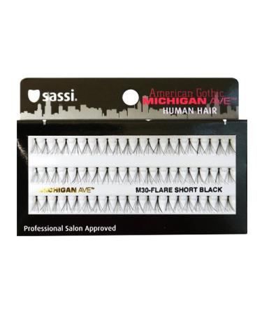Sassi 804-M30 Michigan Ave 100% Human Hair Flare Short Eyelashes Black 6 Count