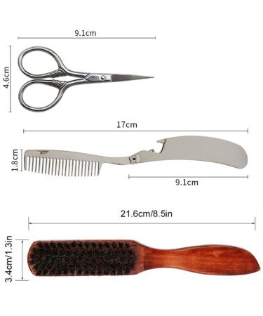 Balacoo Men's Beard Brush Set Premium Grooming Kit with Trimmer Razor Blades & Bamboo Comb for Effortless Beard Care | International Shipping - Buy Online on GoSupps.com