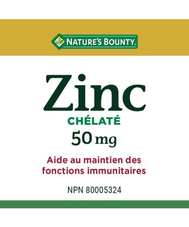 Nature's Bounty Chelated Zinc 50mg Supports Immune Function and Maintain Body's Ability to Metabolize Nutrients Maintains Healthy Skin and Bones 200 Caplets - Buy Online on GoSupps.com