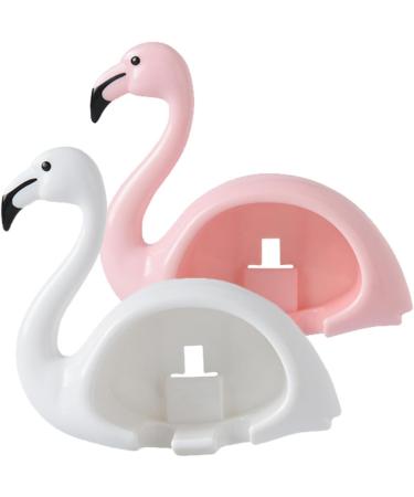 Cabilock 8 STK Flamingo Toothpaste & Toothbrush Holder - Bathroom Wall Organizer & Sterilization Rack | Automatic ABS Bathroom Decor - Buy Online on GoSupps.com