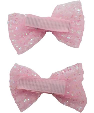 Topkids Accessories 2pc Hair Bows Set Stylish Fashion Cute Bow Hair Clips Alligator Beak Bow Hair Slides Party Festival Hair Accessories Girls Children's Women's Wedding (Pink Glitter) - Buy Online on GoSupps.com