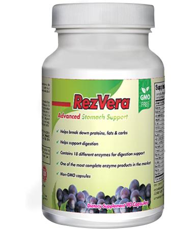#1 Best All Natural Digestive Supplement for IBS Irritable Bowel Syndrome Stomach Bloating Gas Diarrhea Heartburn Acid Reflux Constipation Indigestion - RezVera 90 Capsules
