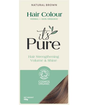 It's Pure Organic Henna Hair Dye in Natural Brown | 100% Natural Vegan & Gluten Free | PPD Free Hair Dye Ammonia Free Resorcinol Free & Peroxide Free | Volumising Strengthening & Revitalising |