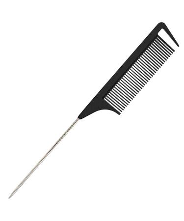 Yumflan Rat Tail Combs  Parting Combs for Braiding Hair  Nylon Hair Comb Rattail Comb with Stainless Steel Pintail for Sectioning  Parting and Styling (Black) Black 1PCS